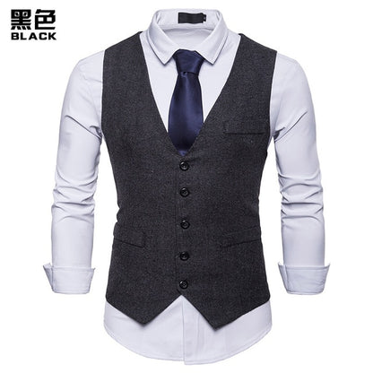 Fashion Suit Vest Men Formal Dress Vest Colete Masculino Herringbone Gilet Fitness Sleeveless Jacket