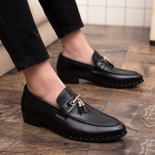 Men tassel loafers shoes genuine leather italian formal dress office