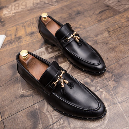 Men tassel loafers shoes genuine leather italian formal dress office