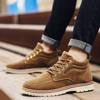 Men Winter Casual Shoes Solid Color Lace-UP