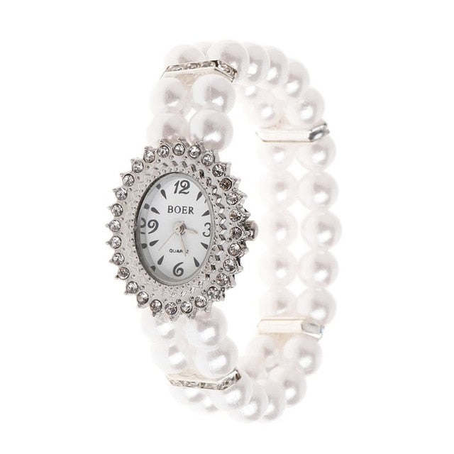 Women Watch Simulated Pearl Rhinestone