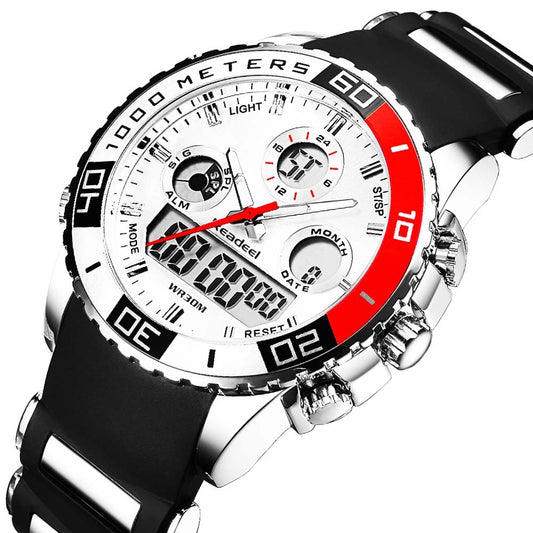 Quartz Rubber LED Analog Clock Man Waterproof Watch