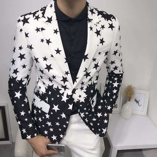 Star Print Slim Fit Suit Jacket