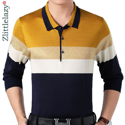 men casual jersey striped mens polos vintage luxury