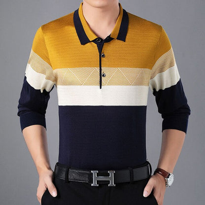 men casual jersey striped mens polos vintage luxury