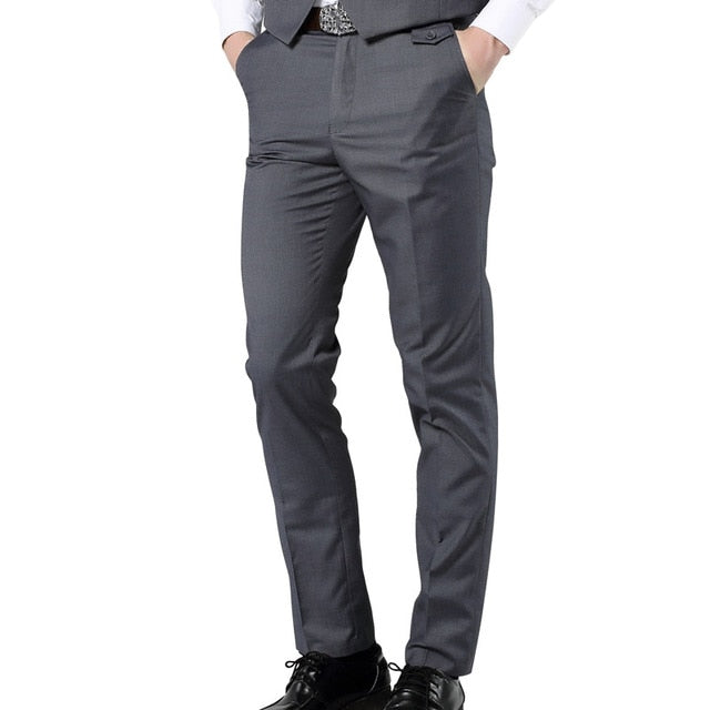 Men 7 Colors Slim Men Dress Pants Red Mens Elastic Waist Dress Pants Skinny Casual Trousers