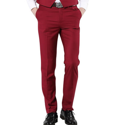 Men 7 Colors Slim Men Dress Pants Red Mens Elastic Waist Dress Pants Skinny Casual Trousers