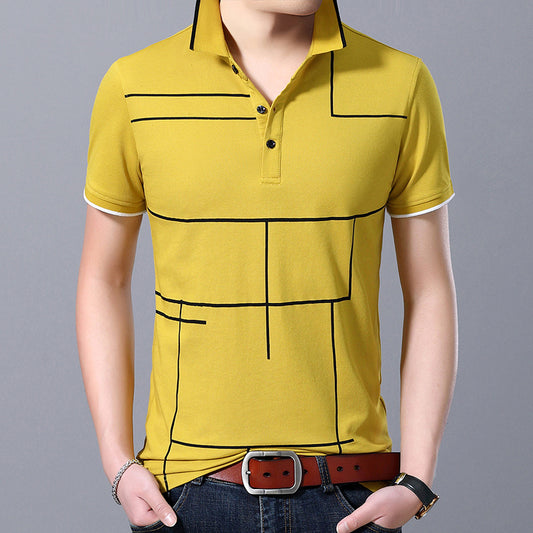 Fasion Brand Polo Shirt Men's Plaid Top Grade Summer Short Sleeve