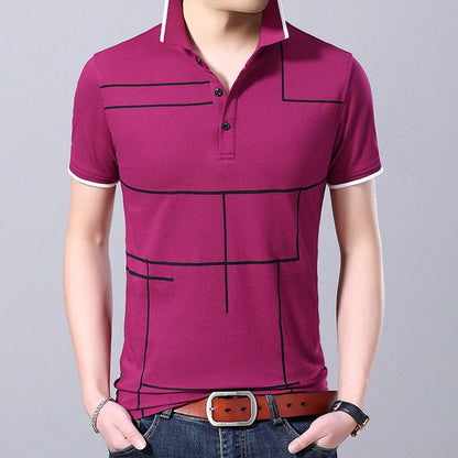 Fasion Brand Polo Shirt Men's Plaid Top Grade Summer Short Sleeve