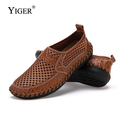 Genuine Leather Summer Casual Men Sandals Men Loafers shoes Lazy Style