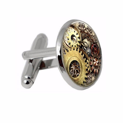 Fashion handmade retro steampunk watch personality crystal glass men's T-shirt jewelry cufflinks 20mm