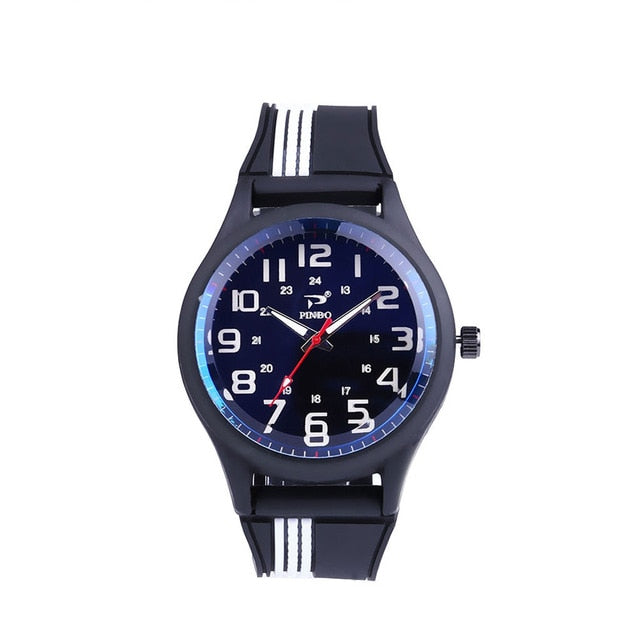 Outdoor Sport Silicone Strap Buckle Simple Mens Clock Quartz Wrist Watches reloj hombre