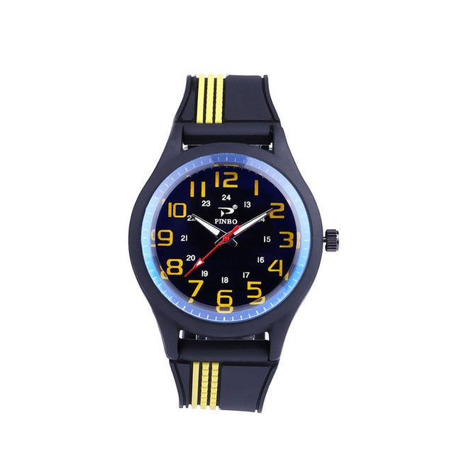 Outdoor Sport Silicone Strap Buckle Simple Mens Clock Quartz Wrist Watches reloj hombre